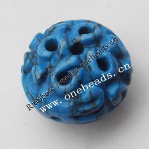 hand-carved Turquoise Beads, Flat Round 19x27mm Sold by Bag