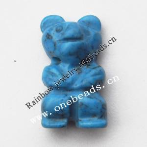 hand-carved Turquoise Beads, Animal 13x22x8mm Sold by Bag