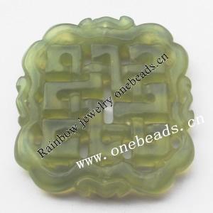 Hand-carved Jade Pendant/Drop, 52x55x6mm Sold by Bag