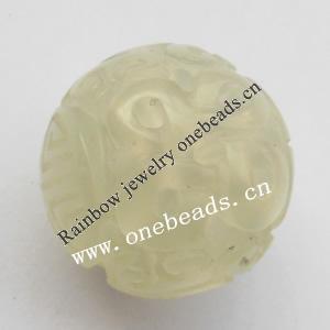 Hand-carved Jade Beads, Round 23mm Sold by Bag