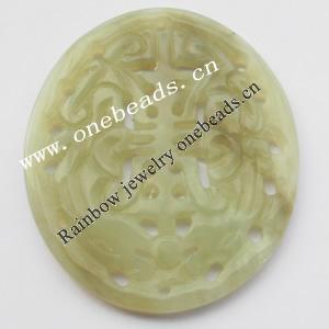 Hand-carved Jade Pendant/Drop, 61x53x4mm Sold by Bag