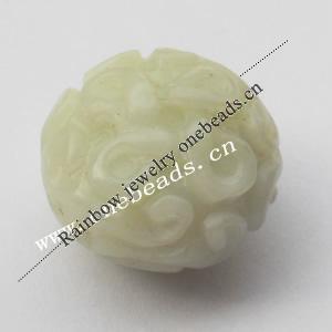Hand-carved Jade Beads, Flat Round 18x26mm Sold by Bag