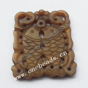 Hand-carved Jade Pendant/Drop, 59x47x4mm Sold by Bag