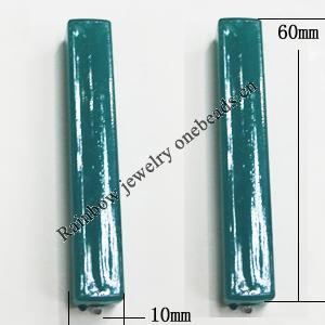 Imitate Jade Painted Acrylic Beads, Tube 10x60mm, Sold by Bag