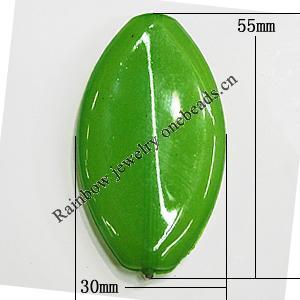 Imitate Jade Painted Acrylic Beads, Flat Oval 30x55mm, Sold by Bag