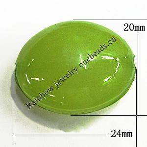 Imitate Jade Painted Acrylic Beads, Oval 24x20mm, Sold by Bag