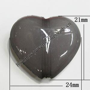 Imitate Jade Painted Acrylic Beads, Heart 24x21mm, Sold by Bag