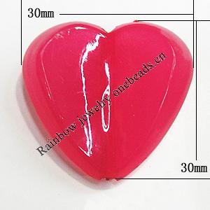 Imitate Jade Painted Acrylic Beads, Heart 30x30mm, Sold by Bag