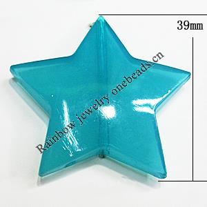 Imitate Jade Painted Acrylic Beads, Star 39mm, Sold by Bag