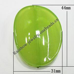 Imitate Jade Painted Acrylic Beads, Flat Oval 31x44mm, Sold by Bag