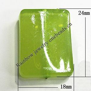 Imitate Jade Painted Acrylic Beads, Rectangular 18x24mm, Sold by Bag