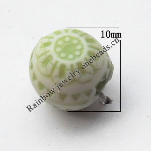 Washed Acrylic Beads, Round 10mm, Sold by Bag