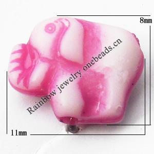 Washed Acrylic Beads, Elephant 11x8mm, Sold by Bag