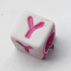 Washed Acrylic Beads, Cube 6mm, Sold by Bag