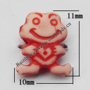 Washed Acrylic Beads, Frog 10x11mm, Sold by Bag