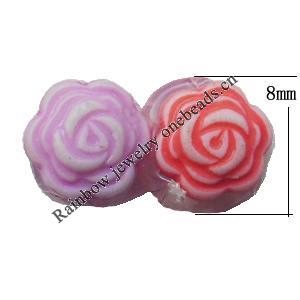 Washed Acrylic Beads, Flower 8mm, Sold by Bag