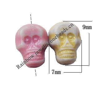 Washed Acrylic Beads, Skeleton9x7mm, Sold by Bag