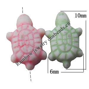 Washed Acrylic Beads, Turtle 10xx6mm, Sold by Bag