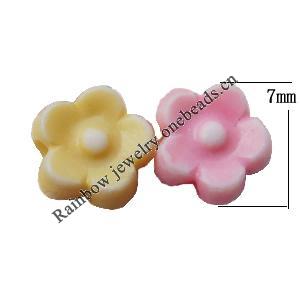 Washed Acrylic Beads, Flower 7mm, Sold by Bag