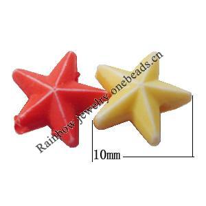 Washed Acrylic Beads, Star 10mm, Sold by Bag