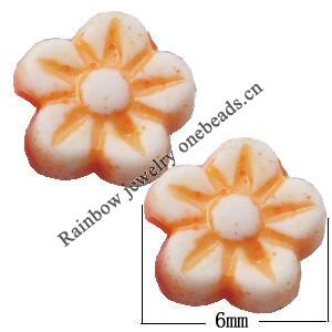 Washed Acrylic Beads, Flower 6mm, Sold by Bag