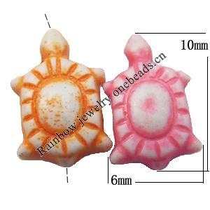 Washed Acrylic Beads, Turtle 10x6mm, Sold by Bag