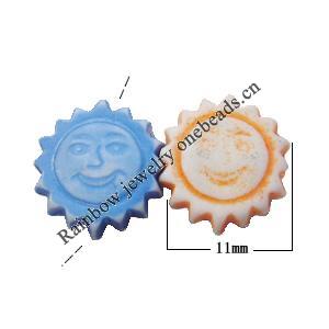 Washed Acrylic Beads, Smiley face 11mm, Sold by Bag