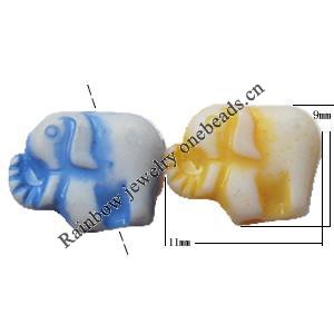 Washed Acrylic Beads, Elephant 11x9mm, Sold by Bag