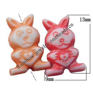 Washed Acrylic Beads, Rabbit 13x9mm, Sold by Bag