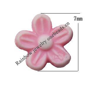 Washed Acrylic Beads, Flower 7mm, Sold by Bag