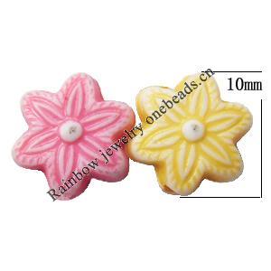 Washed Acrylic Beads, Flower 10mm, Sold by Bag