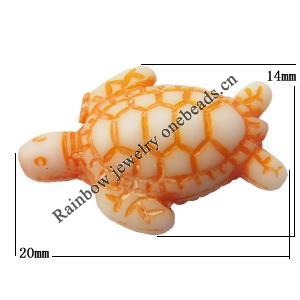 Washed Acrylic Beads, Turtle 14x20mm, Sold by Bag