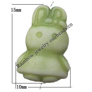 Washed Acrylic Beads, Rabbit 10x15mm, Sold by Bag