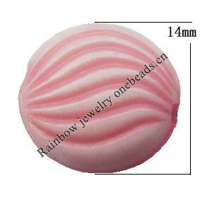 Washed Acrylic Beads, Fluted Flat Round 14x14x7mm, Sold by Bag