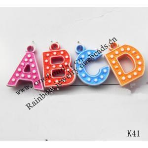 Washed Acrylic Beads, Letters 16x22-8x23mm, Sold by Bag
