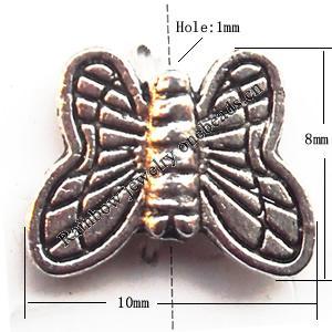 Butterfly Lead-Free Zinc Alloy Jewelry Findings, 8x10mm hole=1mm, Sold per pkg of 1500
