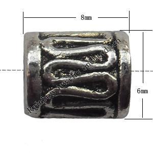 Tube Lead-Free Zinc Alloy Jewelry Findings, 8x6mm hole=3mm, Sold per pkg of 800