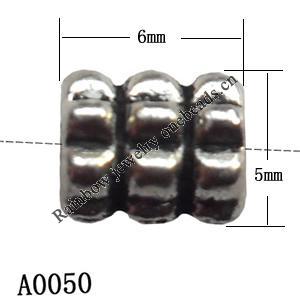 Tube Lead-Free Zinc Alloy Jewelry Findings, 6x5mm hole=2mm, Sold per pkg of 1500