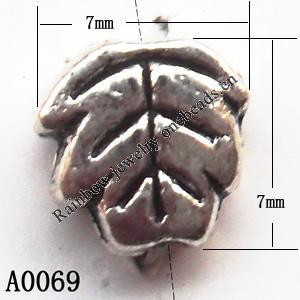 Leaf Lead-Free Zinc Alloy Jewelry Findings, 7x7mm hole=1mm,, Sold per pkg of 2000