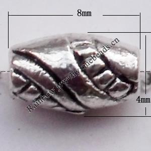 Drum Lead-Free Zinc Alloy Jewelry Findings, 8x4mm hole=1mm,, Sold per pkg of 2000