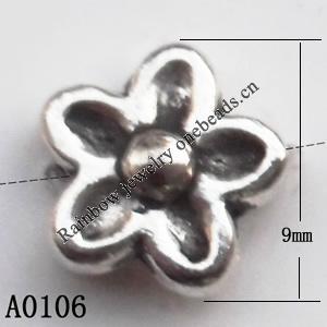 Flower Lead-Free Zinc Alloy Jewelry Findings, 9mm hole=1mm,, Sold per pkg of 1000