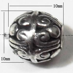 Round Lead-Free Zinc Alloy Jewelry Findings, 10x10mm hole=1mm,, Sold per pkg of 300