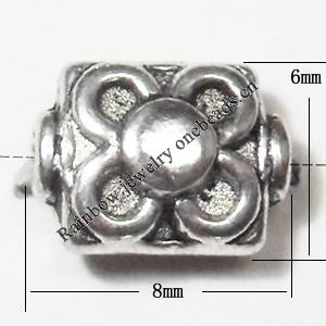 Tube Lead-Free Zinc Alloy Jewelry Findings, 8x6mm hole=1mm,, Sold per pkg of 1000