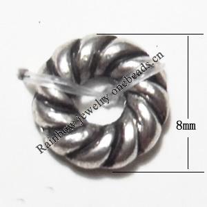 Donut Lead-Free Zinc Alloy Jewelry Findings, 8mm hole=2.5mm,, Sold per pkg of 2000