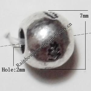 Round Lead-Free Zinc Alloy Jewelry Findings, 7mm hole=2mm,, Sold per pkg of 1000