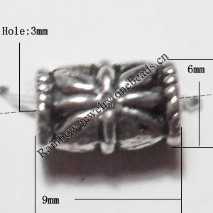 Carved Lead-Free Zinc Alloy Jewelry Findings, 9x6mm hole=3mm,, Sold per pkg of 800