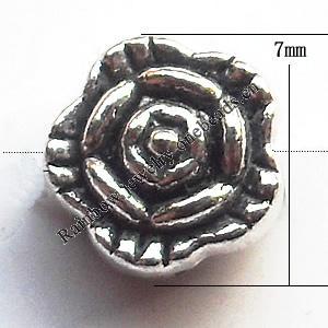 Lead-free Zinc Alloy Jewelry Findings, Flower 7mm hole=1mm Sold per pkg of 1500