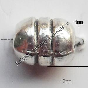 Lead-free Zinc Alloy Jewelry Findings, Drum 4x5mm hole=1mm Sold per pkg of 2500