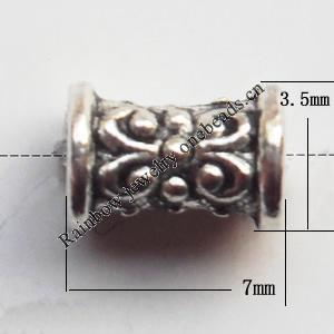 Lead-free Zinc Alloy Jewelry Findings, Tube 7x3.5mm hole=2mm Sold per pkg of 2000