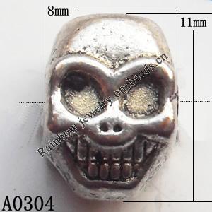 Lead-free Zinc Alloy Jewelry Findings, Skeleton 8x11mm hole=2.5mm Sold per pkg of 400